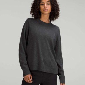 NWT Lululemon Cotton-Cashmere Blend Crewneck Sweater Heathered Black | Size 6
